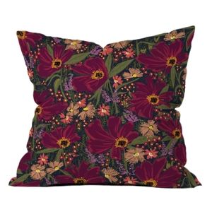 Floral Accent Pillow - Burgundy and Green